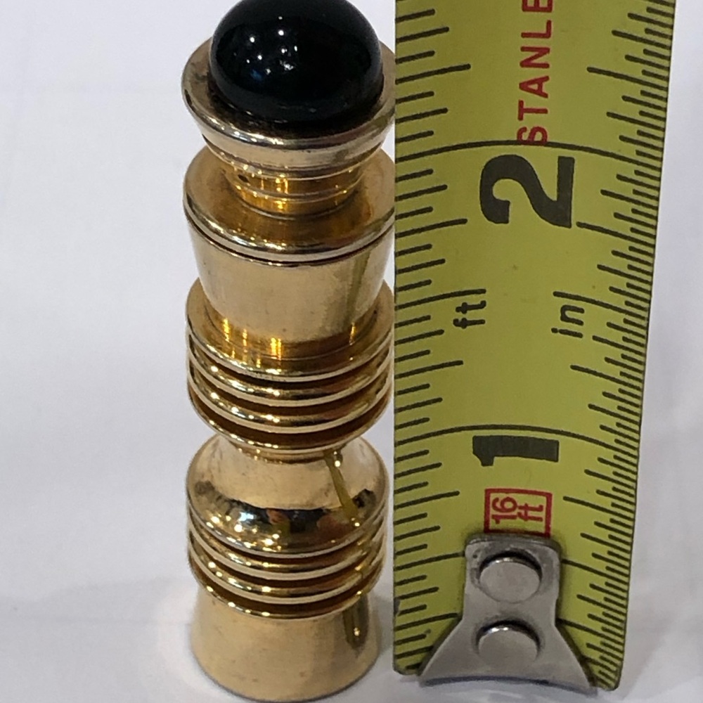 Vintage Gold Tone Brass Cylindrical Shape Portable Purse Travel  Perfume Vial - Picture 2 of 13